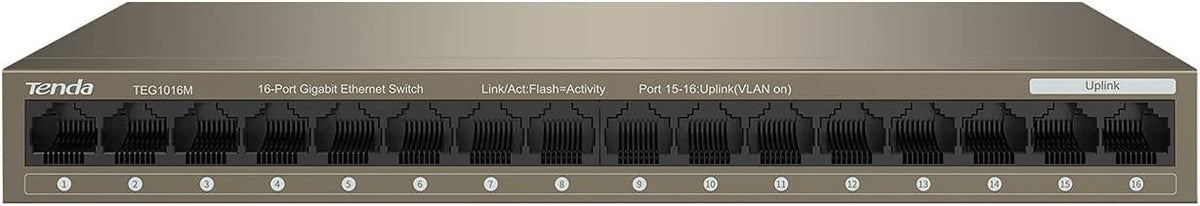 Tenda 16 Port Gigabit Switch, Ethernet Switch with Port LEDs