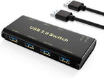USB 3.0 Switch, 4 Ports USB 3.0 Sharing Switch Box KVM Switch USB Switcher for 2 PCs 2 In 4 Out with 2 USB 3.0 Cables .